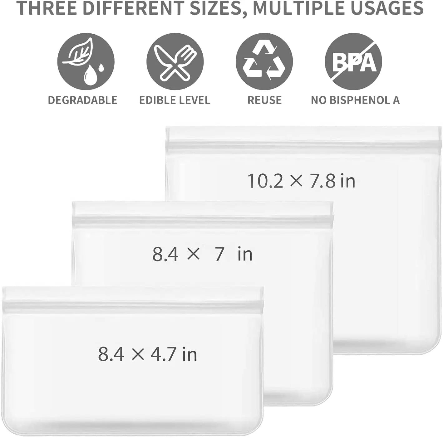 10 Pack Reusable Ziplock Bag for Fridge Freezer Food Storage,Extra Thick Leakproof Lunch Bag for Kitchen Food Storage Handy Kitchen Tools & Gadgets, Home Kitchen Storage & Organisation Set